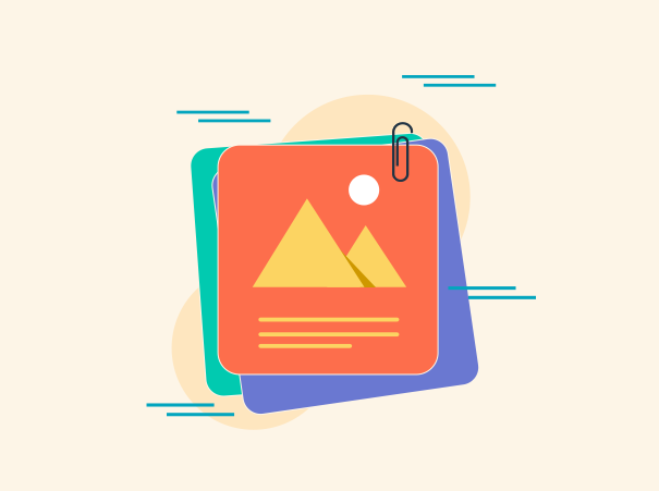 Stock placeholder image with grayscale geometrical mountain landscape